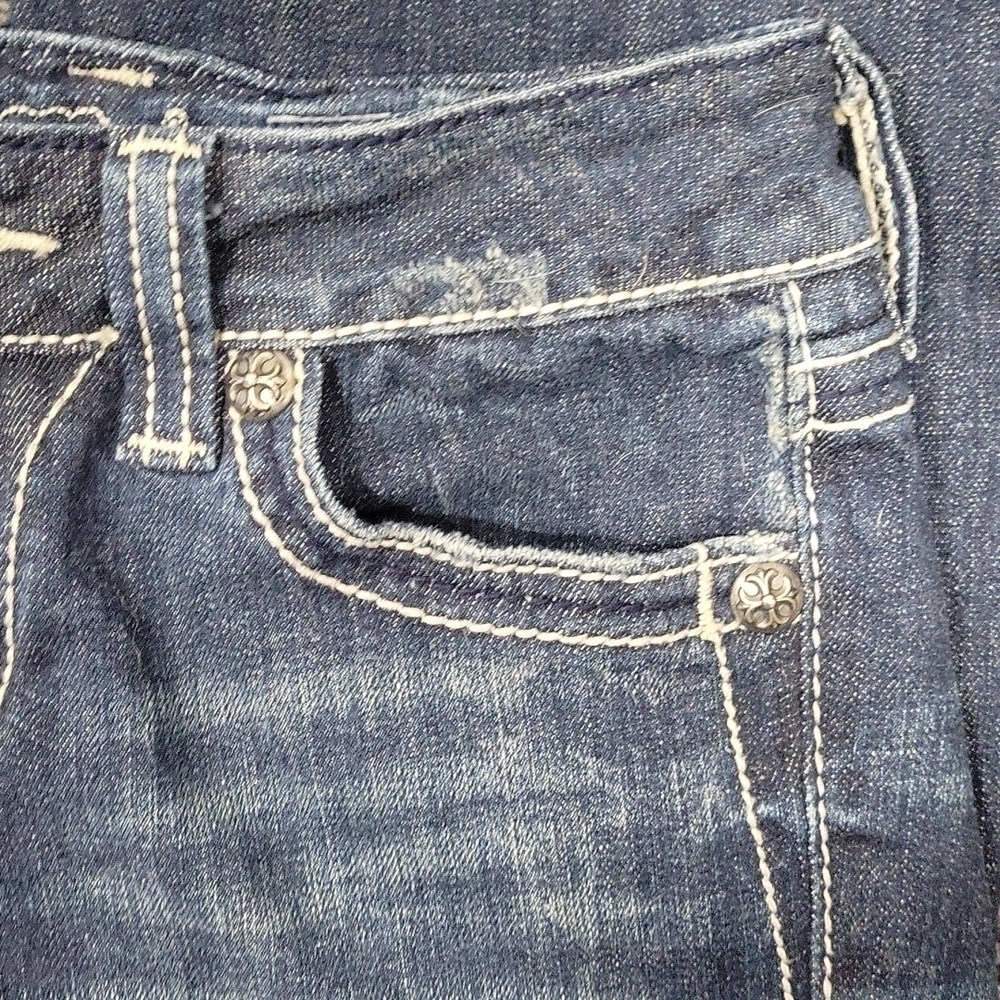 Miss Me JP5010 Boot Cut Jeans Women's Bling Studded Fleur De Lis Stretch-Size 27 - Picture 9 of 13